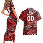 Custom NAIDOC Week 2024 Bombers Couples Matching Short Sleeve Bodycon Dress and Hawaiian Shirt Aboriginal Animals Keep The Fire Burning