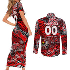 Custom NAIDOC Week 2024 Bombers Couples Matching Short Sleeve Bodycon Dress and Long Sleeve Button Shirt Aboriginal Animals Keep The Fire Burning