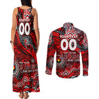 Custom NAIDOC Week 2024 Bombers Couples Matching Tank Maxi Dress and Long Sleeve Button Shirt Aboriginal Animals Keep The Fire Burning