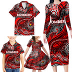 Custom NAIDOC Week 2024 Bombers Family Matching Long Sleeve Bodycon Dress and Hawaiian Shirt Aboriginal Animals Keep The Fire Burning