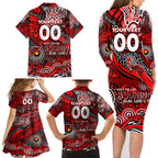 Custom NAIDOC Week 2024 Bombers Family Matching Long Sleeve Bodycon Dress and Hawaiian Shirt Aboriginal Animals Keep The Fire Burning
