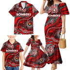 Custom NAIDOC Week 2024 Bombers Family Matching Mermaid Dress and Hawaiian Shirt Aboriginal Animals Keep The Fire Burning