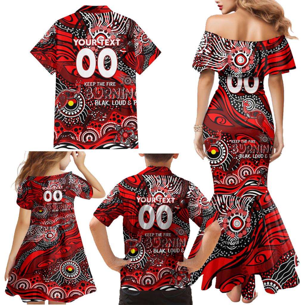 Custom NAIDOC Week 2024 Bombers Family Matching Mermaid Dress and Hawaiian Shirt Aboriginal Animals Keep The Fire Burning