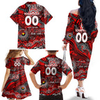 Custom NAIDOC Week 2024 Bombers Family Matching Off The Shoulder Long Sleeve Dress and Hawaiian Shirt Aboriginal Animals Keep The Fire Burning