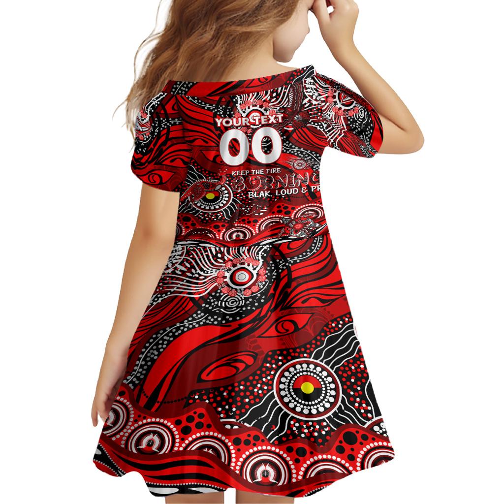 Custom NAIDOC Week 2024 Bombers Family Matching Off Shoulder Maxi Dress and Hawaiian Shirt Aboriginal Animals Keep The Fire Burning