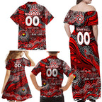 Custom NAIDOC Week 2024 Bombers Family Matching Off Shoulder Maxi Dress and Hawaiian Shirt Aboriginal Animals Keep The Fire Burning