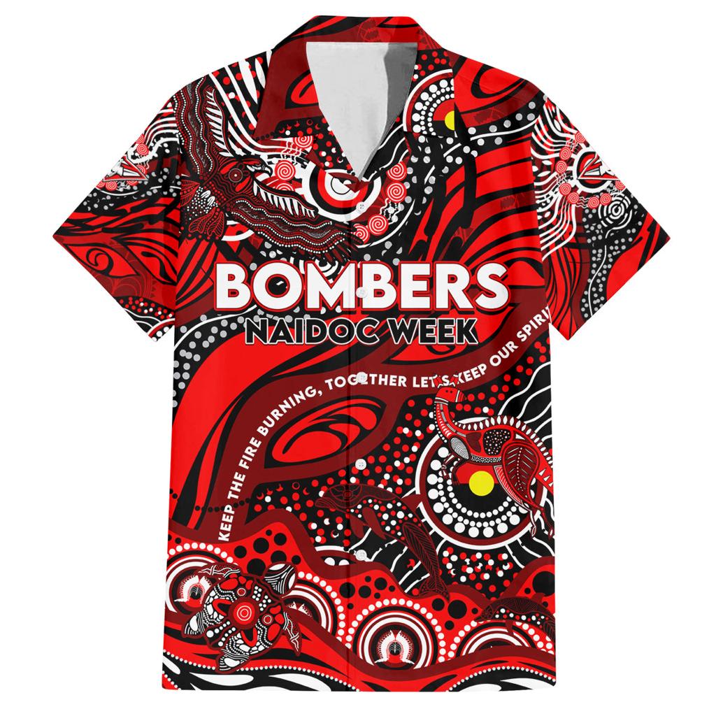 Custom NAIDOC Week 2024 Bombers Family Matching Off Shoulder Maxi Dress and Hawaiian Shirt Aboriginal Animals Keep The Fire Burning