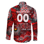 Custom NAIDOC Week 2024 Bombers Family Matching Off Shoulder Maxi Dress and Hawaiian Shirt Aboriginal Animals Keep The Fire Burning
