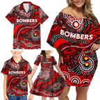 Custom NAIDOC Week 2024 Bombers Family Matching Off Shoulder Short Dress and Hawaiian Shirt Aboriginal Animals Keep The Fire Burning