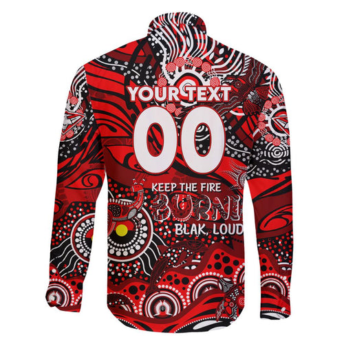 Custom NAIDOC Week 2024 Bombers Family Matching Off Shoulder Short Dress and Hawaiian Shirt Aboriginal Animals Keep The Fire Burning