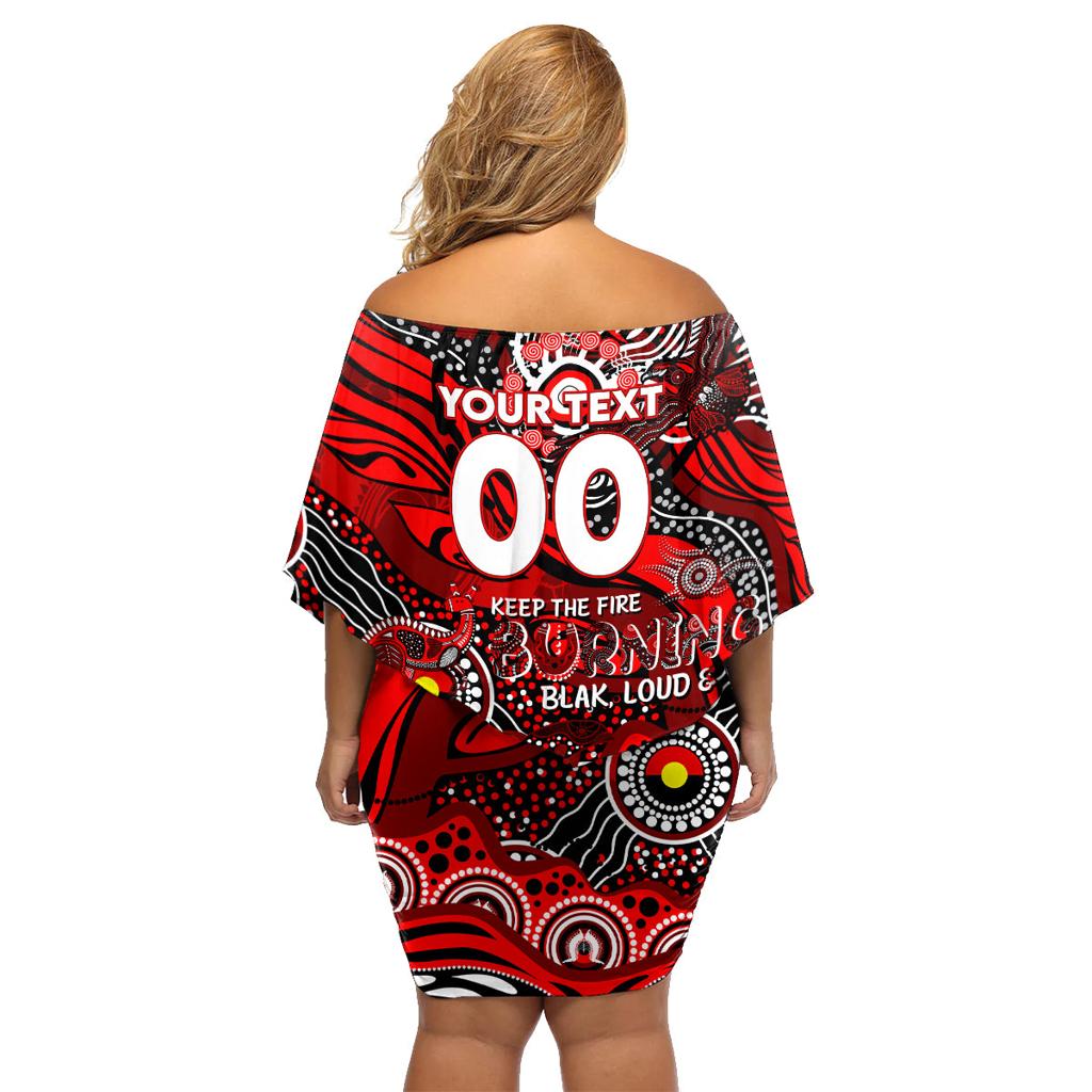 Custom NAIDOC Week 2024 Bombers Family Matching Off Shoulder Short Dress and Hawaiian Shirt Aboriginal Animals Keep The Fire Burning
