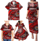 Custom NAIDOC Week 2024 Bombers Family Matching Puletasi and Hawaiian Shirt Aboriginal Animals Keep The Fire Burning
