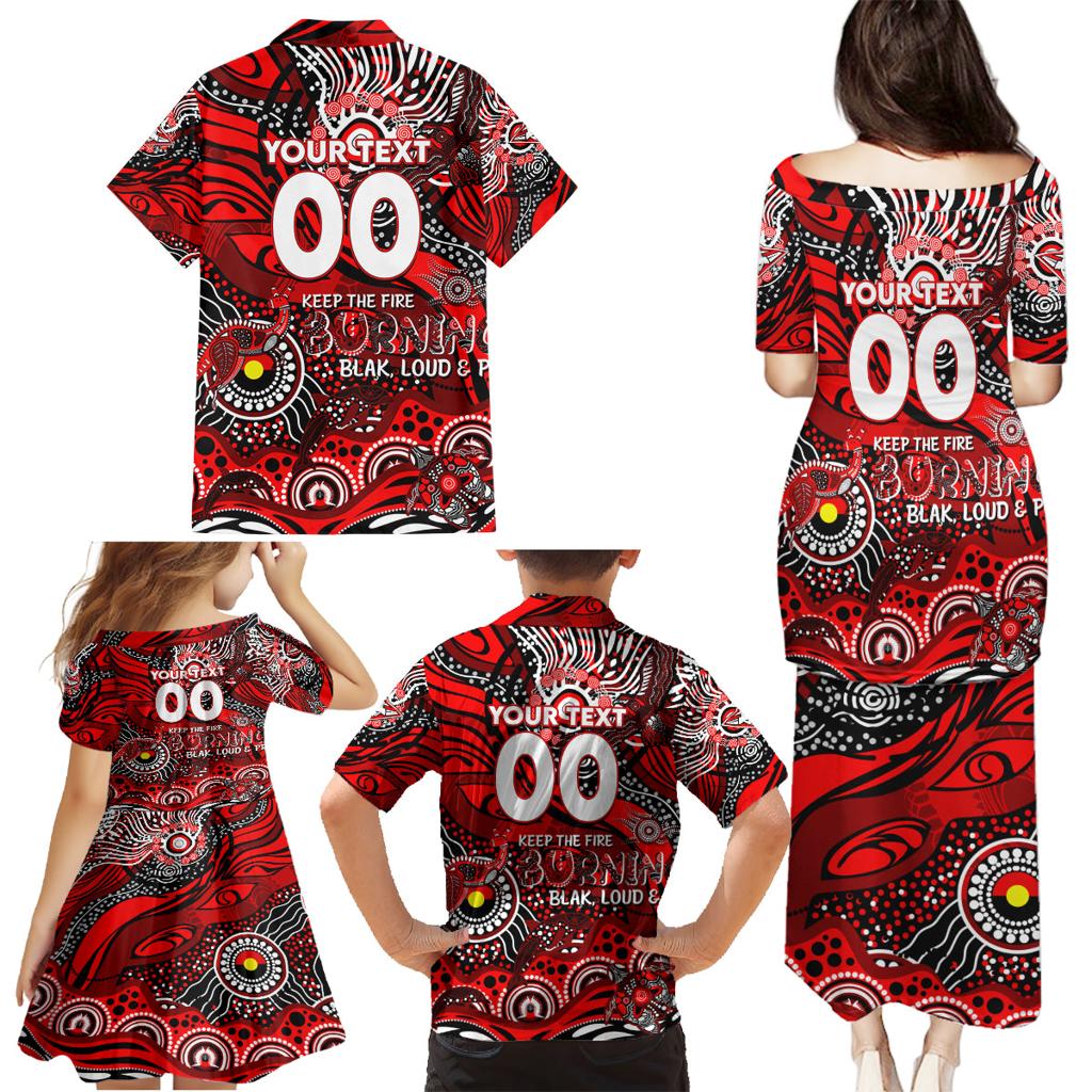 Custom NAIDOC Week 2024 Bombers Family Matching Puletasi and Hawaiian Shirt Aboriginal Animals Keep The Fire Burning