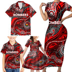 Custom NAIDOC Week 2024 Bombers Family Matching Short Sleeve Bodycon Dress and Hawaiian Shirt Aboriginal Animals Keep The Fire Burning