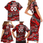 Custom NAIDOC Week 2024 Bombers Family Matching Short Sleeve Bodycon Dress and Hawaiian Shirt Aboriginal Animals Keep The Fire Burning