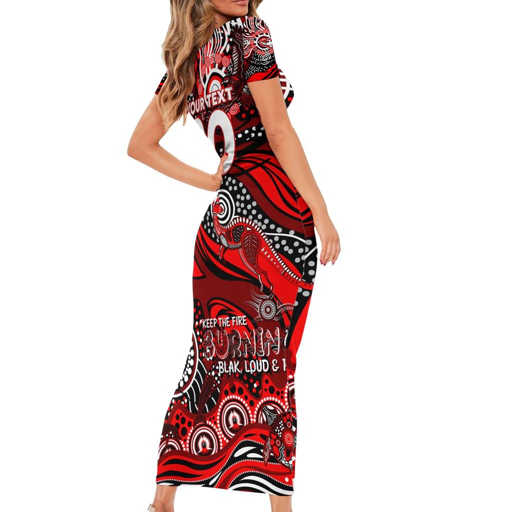 Custom NAIDOC Week 2024 Bombers Family Matching Short Sleeve Bodycon Dress and Hawaiian Shirt Aboriginal Animals Keep The Fire Burning