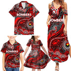 Custom NAIDOC Week 2024 Bombers Family Matching Summer Maxi Dress and Hawaiian Shirt Aboriginal Animals Keep The Fire Burning