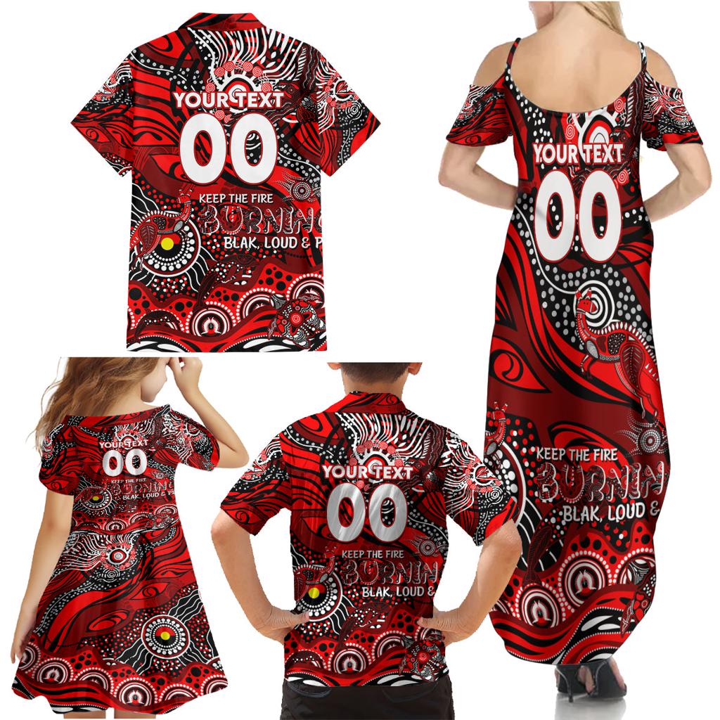 Custom NAIDOC Week 2024 Bombers Family Matching Summer Maxi Dress and Hawaiian Shirt Aboriginal Animals Keep The Fire Burning
