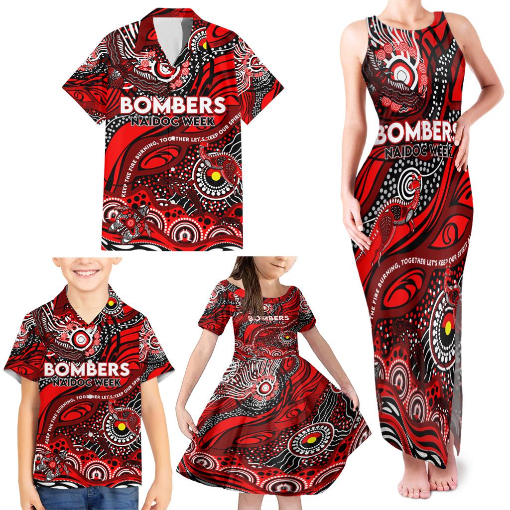 Custom NAIDOC Week 2024 Bombers Family Matching Tank Maxi Dress and Hawaiian Shirt Aboriginal Animals Keep The Fire Burning