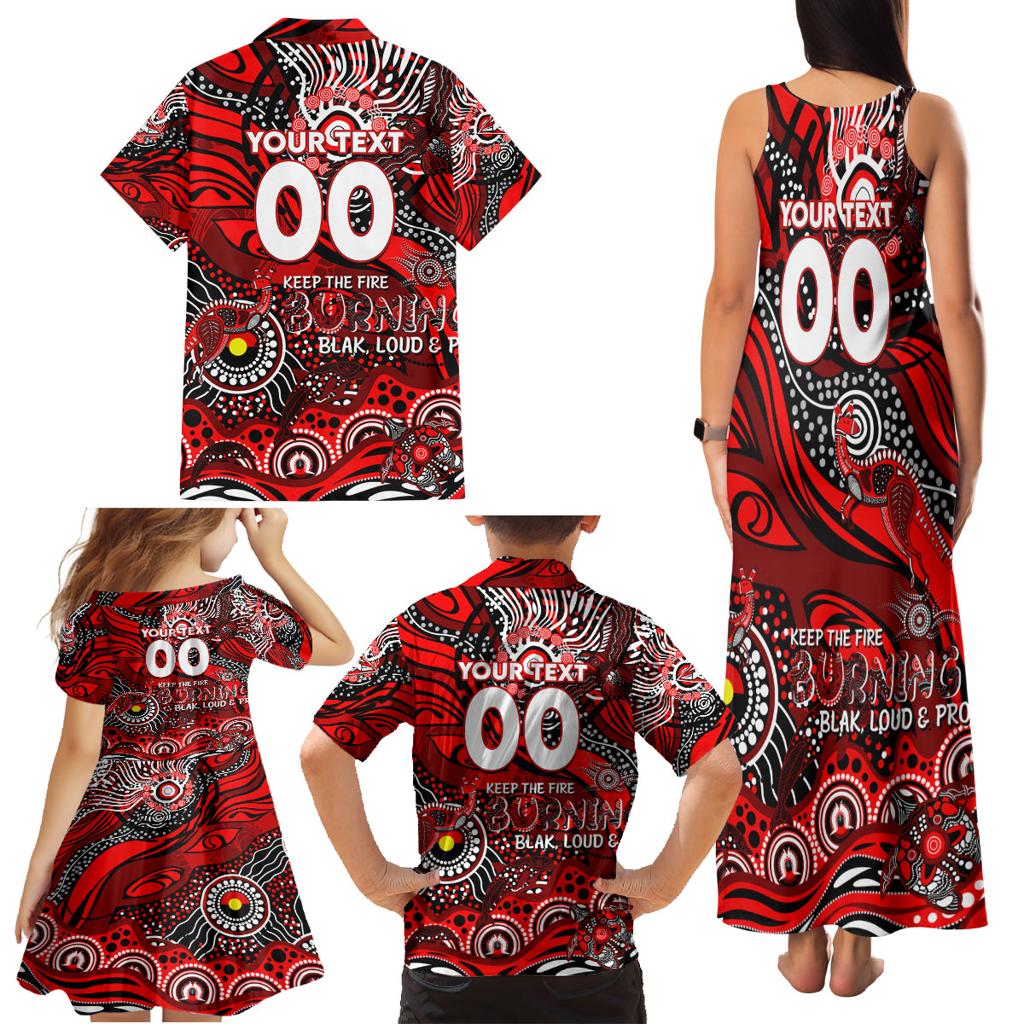 Custom NAIDOC Week 2024 Bombers Family Matching Tank Maxi Dress and Hawaiian Shirt Aboriginal Animals Keep The Fire Burning