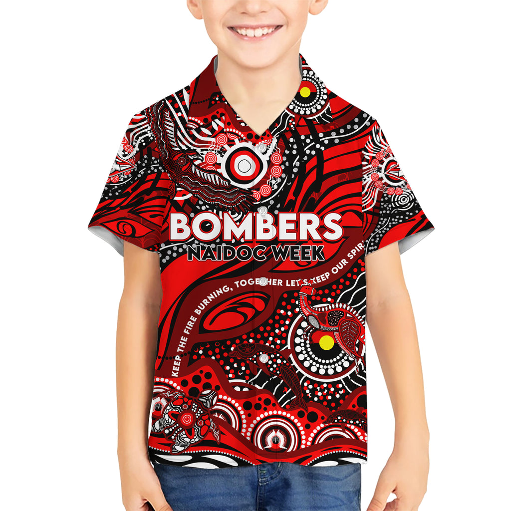 Custom NAIDOC Week 2024 Bombers Kid Hawaiian Shirt Aboriginal Animals Keep The Fire Burning