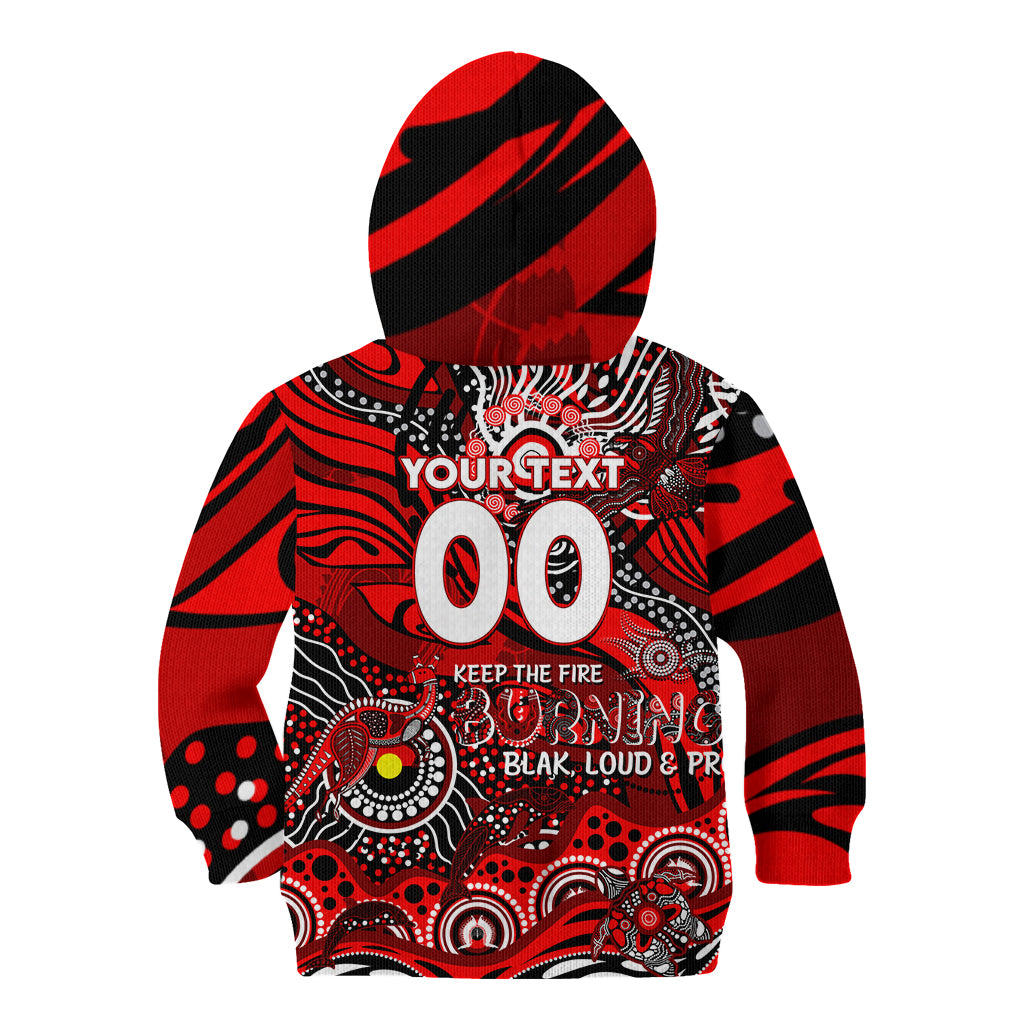 Custom NAIDOC Week 2024 Bombers Kid Hoodie Aboriginal Animals Keep The Fire Burning