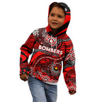 Custom NAIDOC Week 2024 Bombers Kid Hoodie Aboriginal Animals Keep The Fire Burning