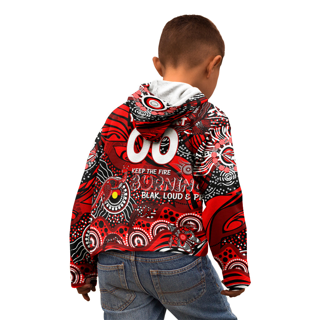 Custom NAIDOC Week 2024 Bombers Kid Hoodie Aboriginal Animals Keep The Fire Burning