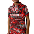 Custom NAIDOC Week 2024 Bombers Kid Polo Shirt Aboriginal Animals Keep The Fire Burning