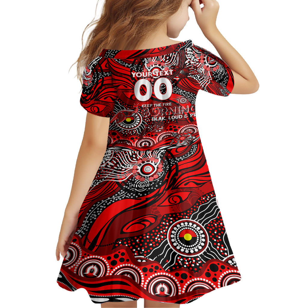 Custom NAIDOC Week 2024 Bombers Kid Short Sleeve Dress Aboriginal Animals Keep The Fire Burning