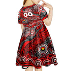 Custom NAIDOC Week 2024 Bombers Kid Short Sleeve Dress Aboriginal Animals Keep The Fire Burning