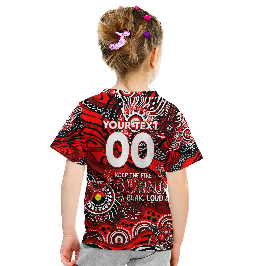 Custom NAIDOC Week 2024 Bombers Kid T Shirt Aboriginal Animals Keep The Fire Burning