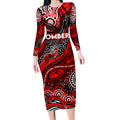 Custom NAIDOC Week 2024 Bombers Long Sleeve Bodycon Dress Aboriginal Animals Keep The Fire Burning