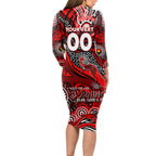 Custom NAIDOC Week 2024 Bombers Long Sleeve Bodycon Dress Aboriginal Animals Keep The Fire Burning