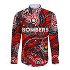 Custom NAIDOC Week 2024 Bombers Long Sleeve Button Shirt Aboriginal Animals Keep The Fire Burning