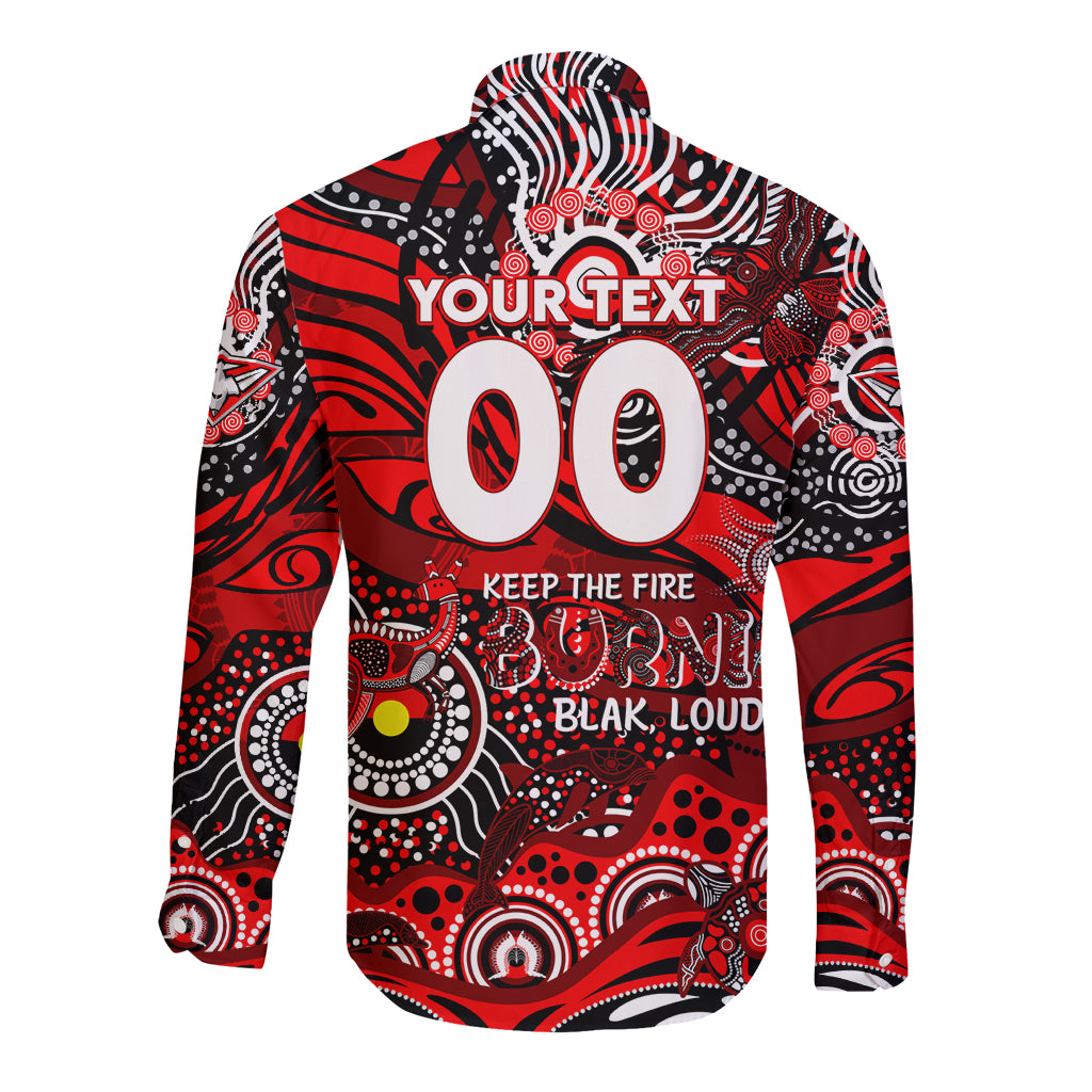 Custom NAIDOC Week 2024 Bombers Long Sleeve Button Shirt Aboriginal Animals Keep The Fire Burning