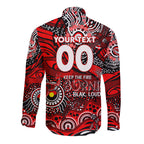 Custom NAIDOC Week 2024 Bombers Long Sleeve Button Shirt Aboriginal Animals Keep The Fire Burning