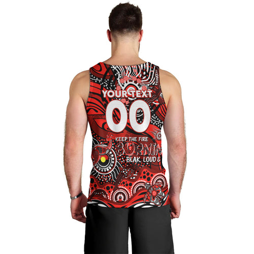Custom NAIDOC Week 2024 Bombers Men Tank Top Aboriginal Animals Keep The Fire Burning