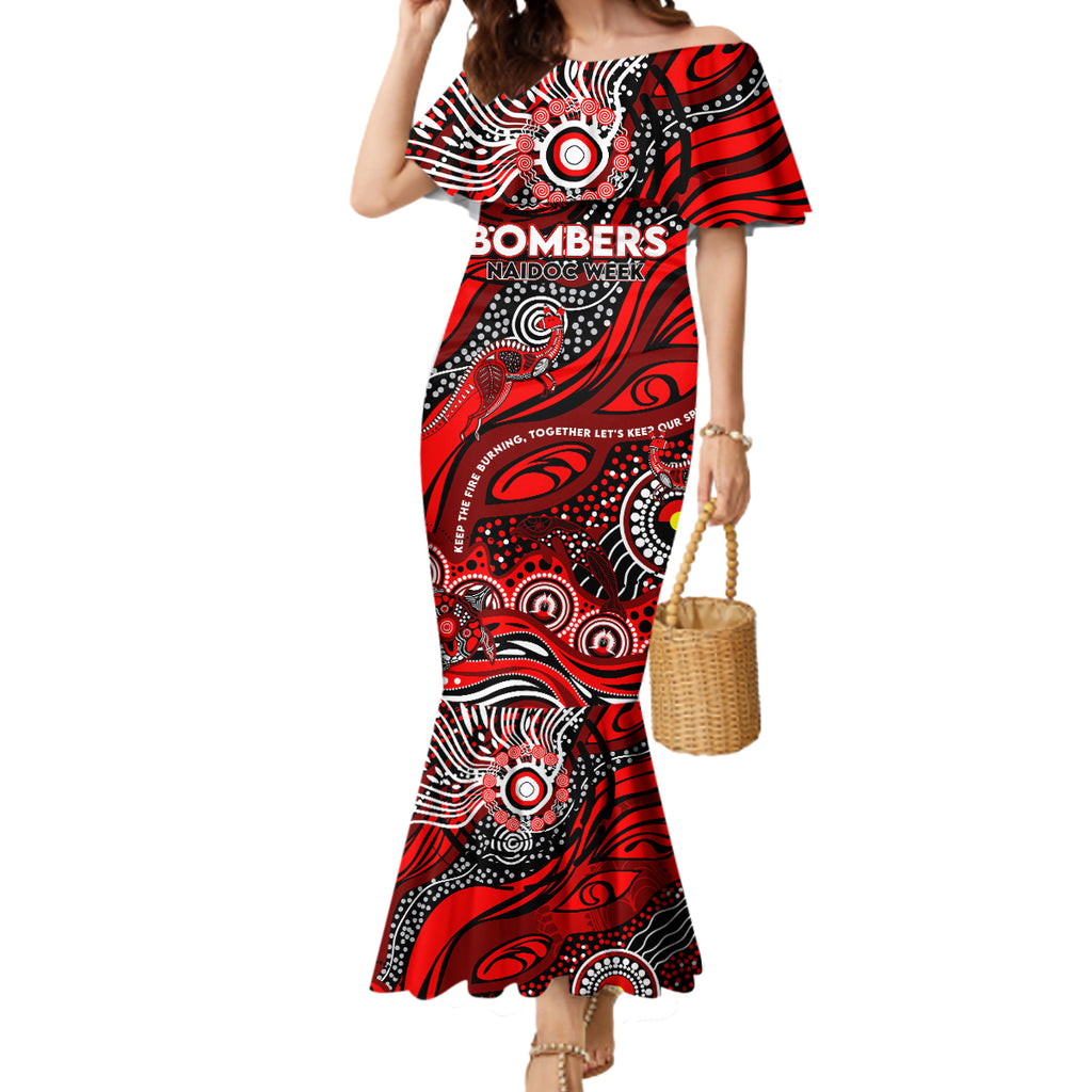 Custom NAIDOC Week 2024 Bombers Mermaid Dress Aboriginal Animals Keep The Fire Burning