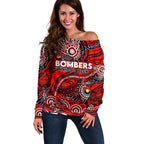 Custom NAIDOC Week 2024 Bombers Off Shoulder Sweater Aboriginal Animals Keep The Fire Burning