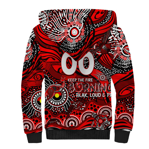 Custom NAIDOC Week 2024 Bombers Sherpa Hoodie Aboriginal Animals Keep The Fire Burning