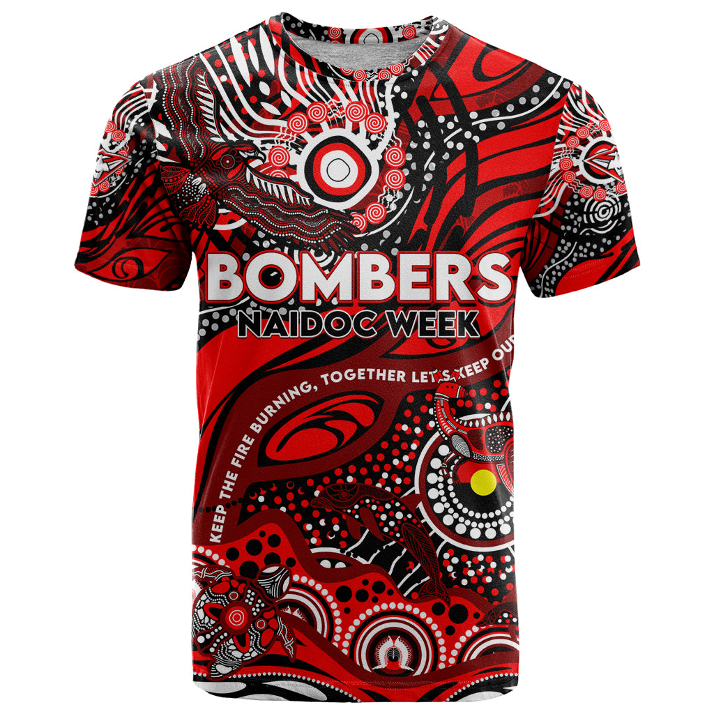 Custom NAIDOC Week 2024 Bombers T Shirt Aboriginal Animals Keep The Fire Burning