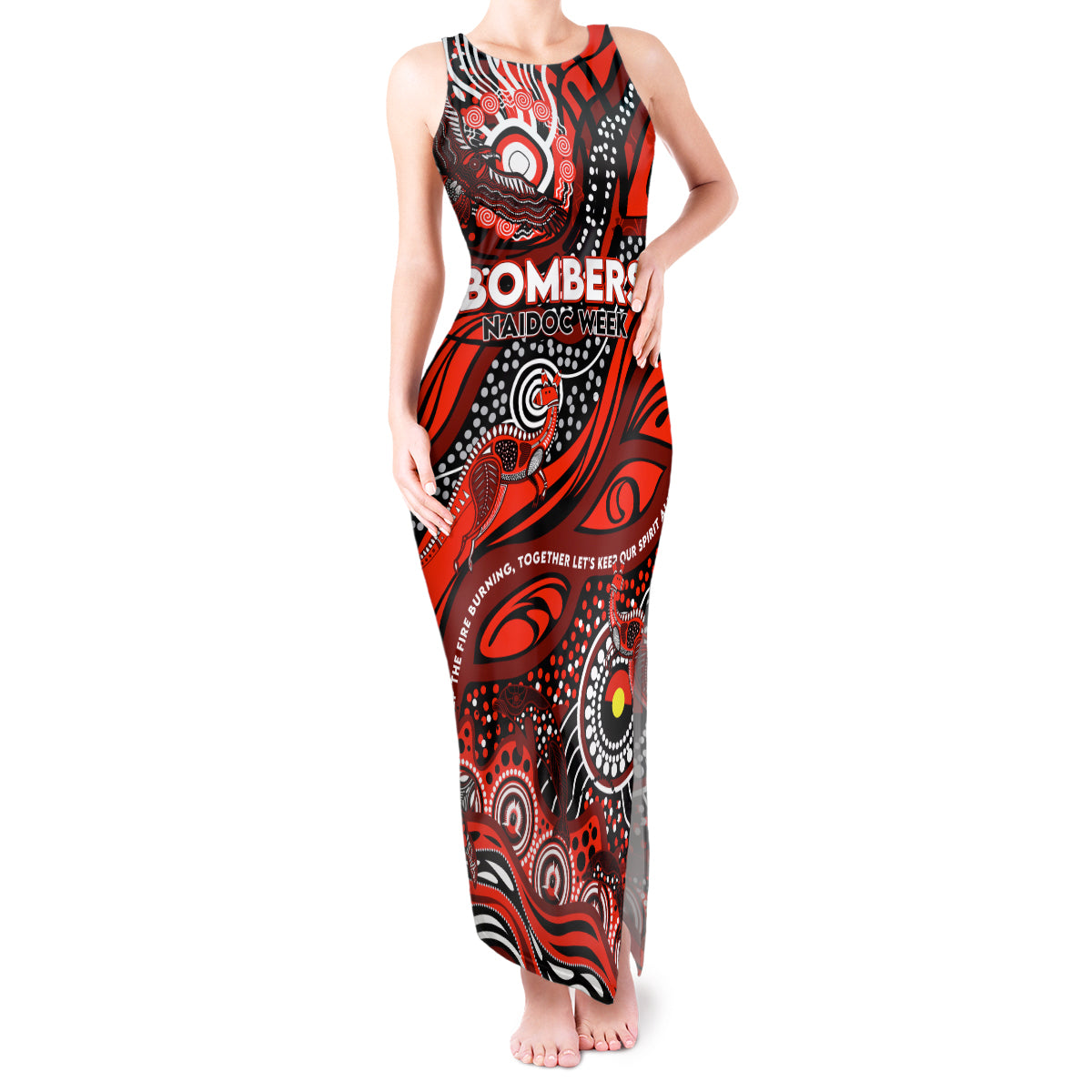 Custom NAIDOC Week 2024 Bombers Tank Maxi Dress Aboriginal Animals Keep The Fire Burning