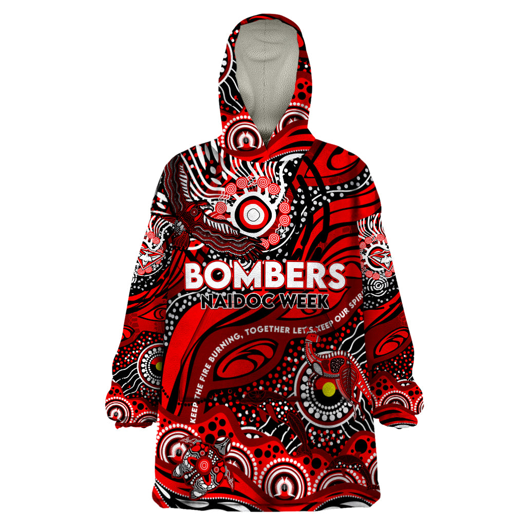 Custom NAIDOC Week 2024 Bombers Wearable Blanket Hoodie Aboriginal Animals Keep The Fire Burning
