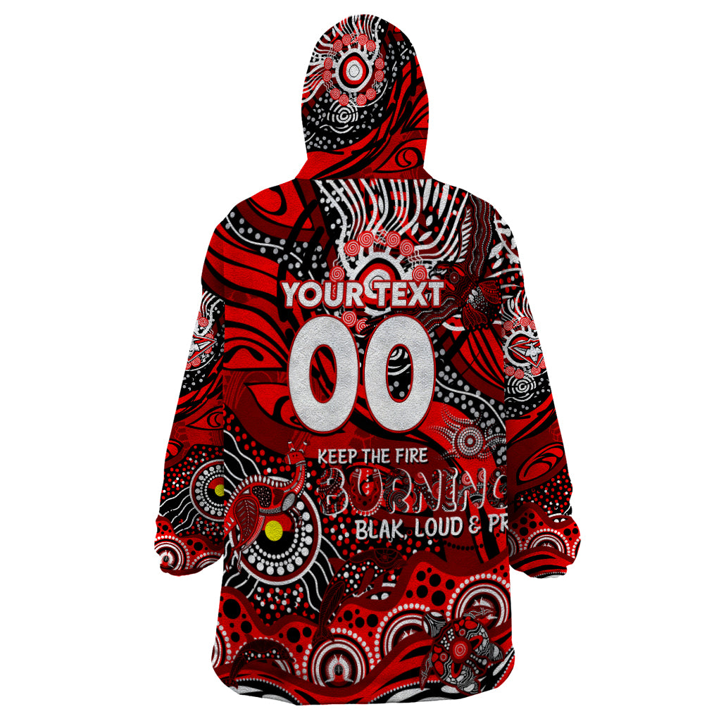 Custom NAIDOC Week 2024 Bombers Wearable Blanket Hoodie Aboriginal Animals Keep The Fire Burning