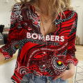 Custom NAIDOC Week 2024 Bombers Women Casual Shirt Aboriginal Animals Keep The Fire Burning