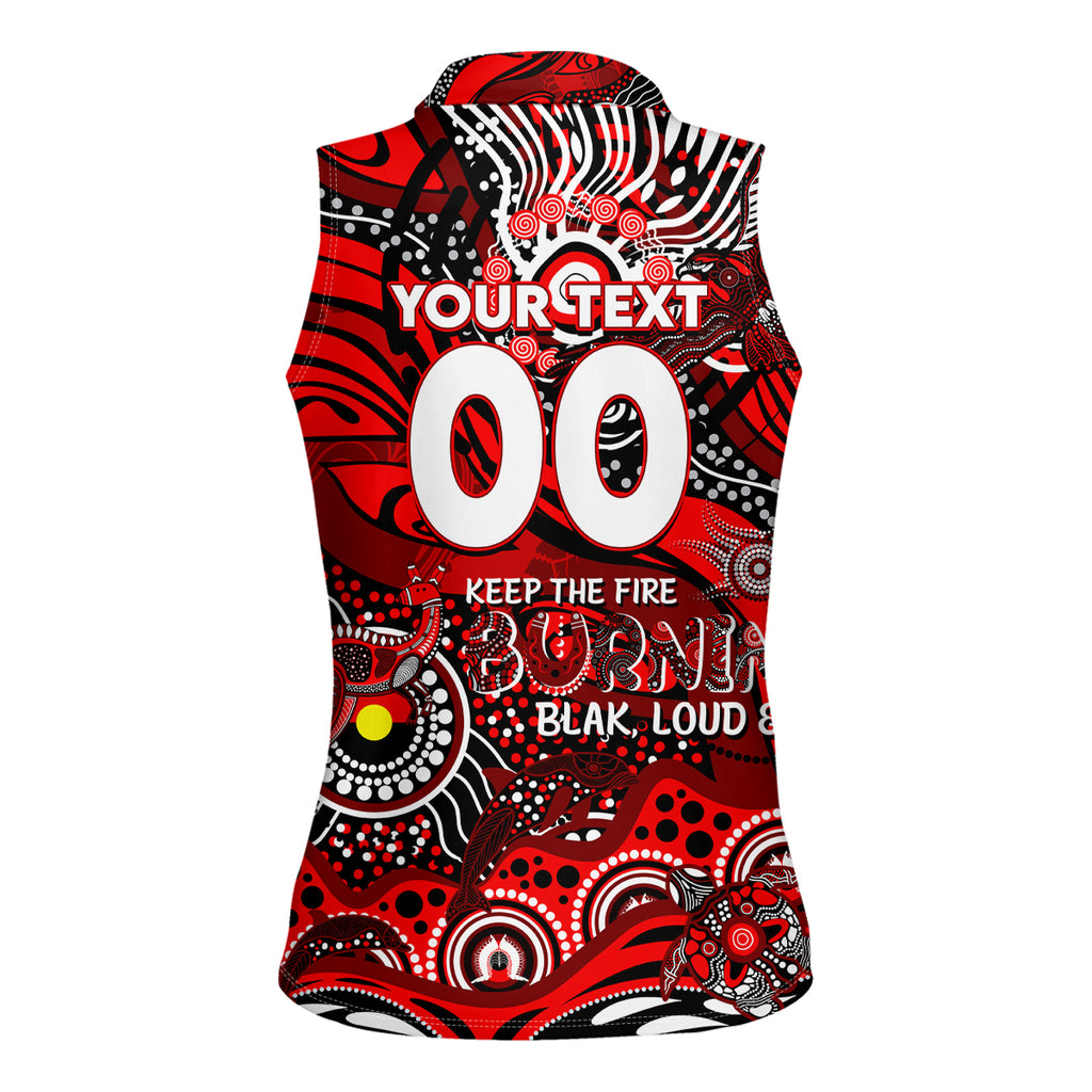 Custom NAIDOC Week 2024 Bombers Women Sleeveless Polo Shirt Aboriginal Animals Keep The Fire Burning