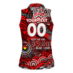 Custom NAIDOC Week 2024 Bombers Women Sleeveless Polo Shirt Aboriginal Animals Keep The Fire Burning