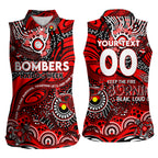Custom NAIDOC Week 2024 Bombers Women Sleeveless Polo Shirt Aboriginal Animals Keep The Fire Burning