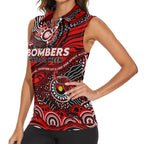 Custom NAIDOC Week 2024 Bombers Women Sleeveless Polo Shirt Aboriginal Animals Keep The Fire Burning